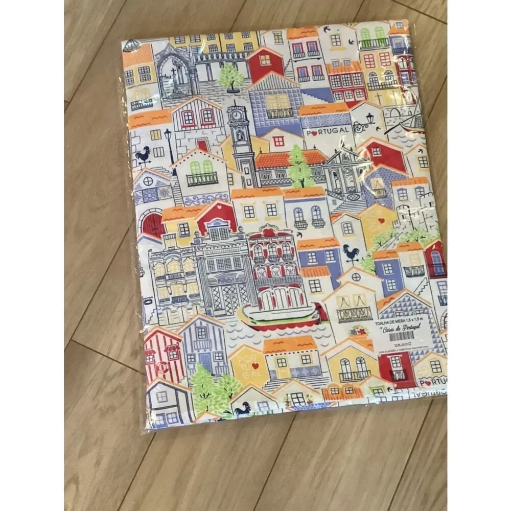 NWT. Portugal Towns 100% Cotton Fabric/Tablecloth